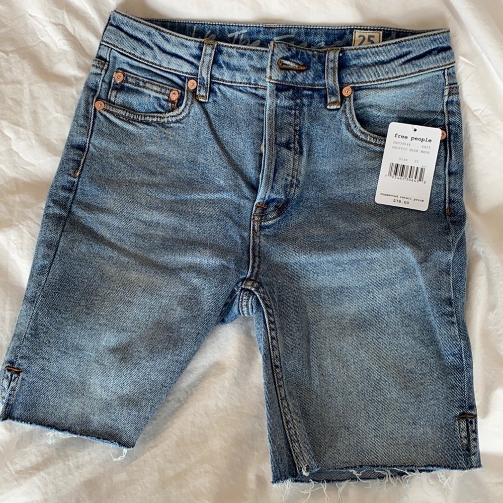 Free People Avery Bermuda Shorts Pacific Blue 25 NWT